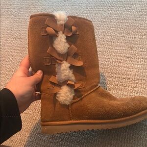 Women's  kookaburra Tan Suede Boots with Bows